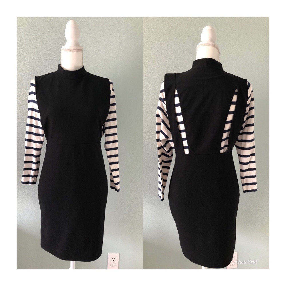 Missguided black overall bodycon mock neck dress